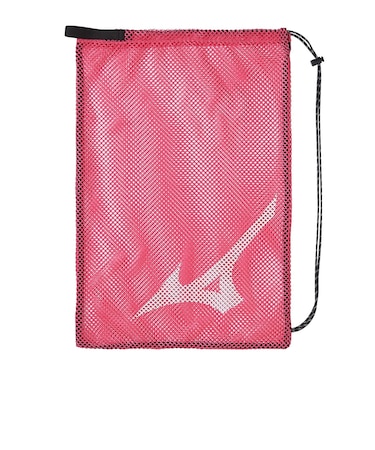 ミズノ（MIZUNO）水泳バッグ メッシュバッグ ピンク×白 L N3JMD01164 スイミングバッグ メッシュ