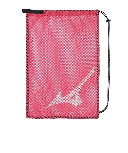 ミズノ（MIZUNO）水泳バッグ メッシュバッグ ピンク×白 L N3JMD01164 スイミングバッグ メッシュ