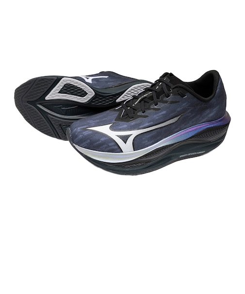 ミズノ（MIZUNO）ランニングシューズ トレーニングシューズ 部活 ウエーブ リベリオン フラッシュ 3 ネイビー ホワイト J1GC267601