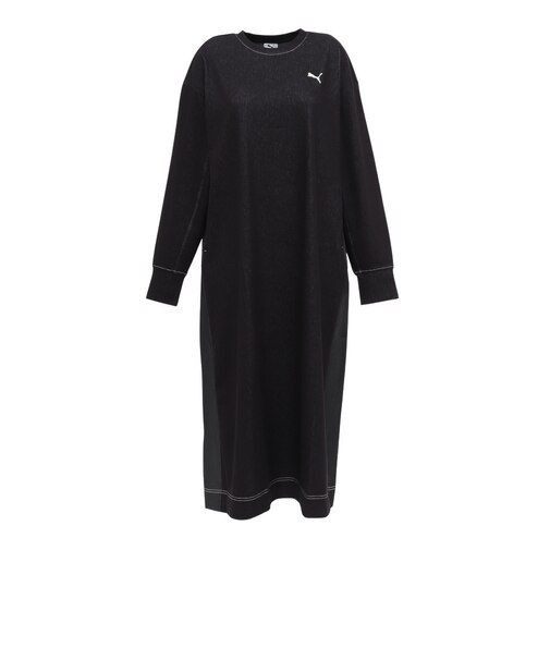 プーマ（PUMA）ESS ELEVATED デニム ロングワンピース 638508 01 BLK