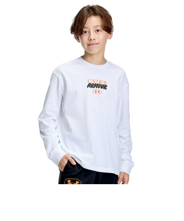 アンダーアーマー（UNDER ARMOUR）ジュニア ヘビーウエイト コットン グラフィック ロングスリーブ Tシャツ 6016575 100