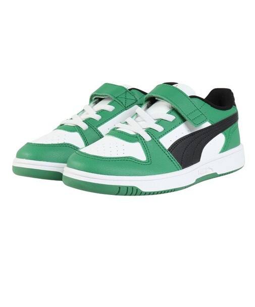 プーマ（PUMA）ジュニアスニーカー スポーツシューズ リバウンドスラム ロウ PS グリーン 40829305 スポーツ カジュアル シューズ