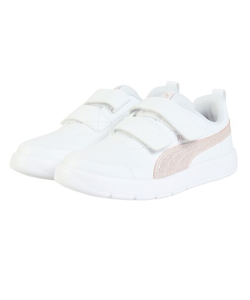 プーマ（PUMA）ジュニアスニーカー スポーツシューズ コートフレックス グリッツ PS ホワイト ピンク 40838101 スポーツ カジュアル シューズ