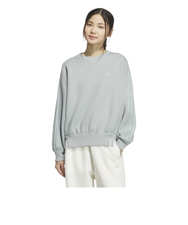 アディダス（adidas）エッセンシャルズ プラス スリーストライプス スペーサーニット ルーズフィット クルーネック プルオーバー HQ175-KF8241