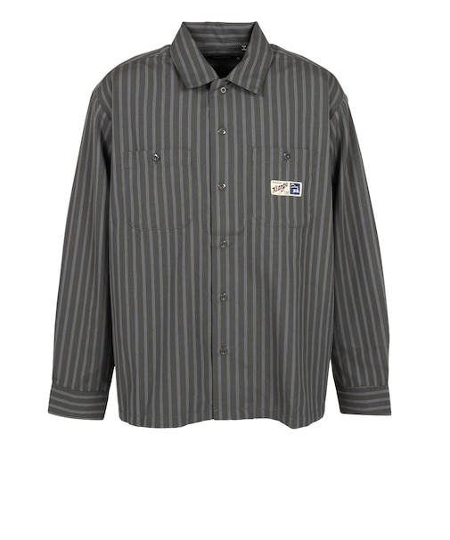 エクストララージ（XLARGE）ストライプ ワーク シャツ 101253014005-OLIVE