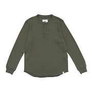 エルケクス（ELKEX）ワッフル ヘンリー 長袖Tシャツ EKM6FA0056 KHK
