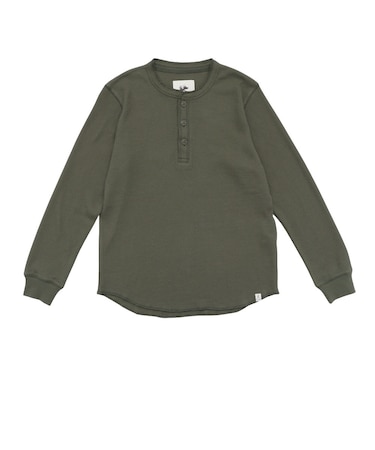 エルケクス（ELKEX）ワッフル ヘンリー 長袖Tシャツ EKM6FA0056 KHK