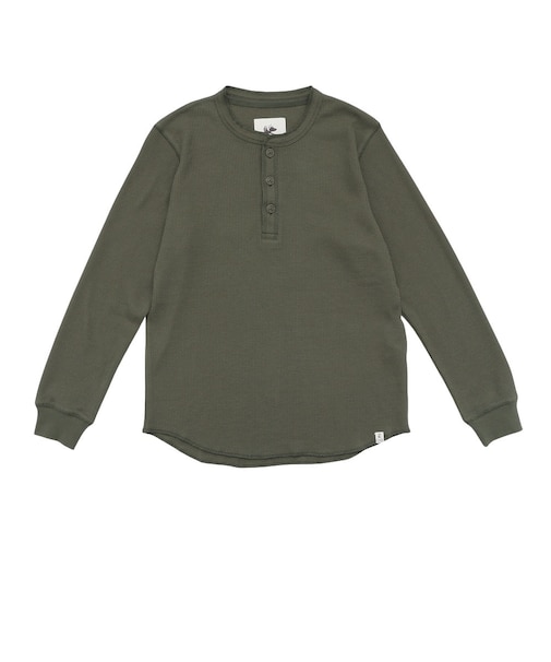 エルケクス（ELKEX）ワッフル ヘンリー 長袖Tシャツ EKM6FA0056 KHK