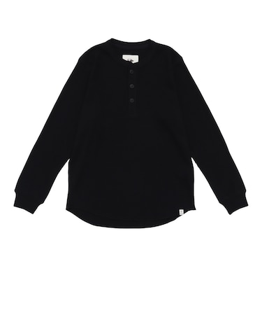 エルケクス（ELKEX）ワッフル ヘンリー 長袖Tシャツ EKM6FA0056 BLK
