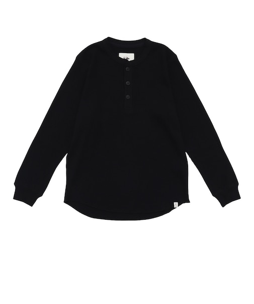 エルケクス（ELKEX）ワッフル ヘンリー 長袖Tシャツ EKM6FA0056 BLK