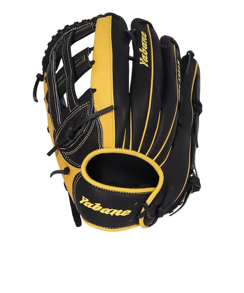 野球グローブ 黒/黄 ストライプデザイン 軟式用グラブ 外野手用 野球グローブ イージー 左投用 YA6EGR02R 208