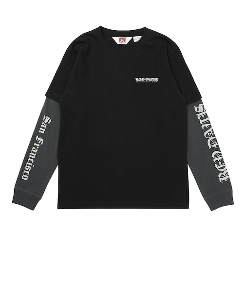 ベンデイビス（BEN DAVIS）フェイクレイヤード ロンT 長袖Tシャツ 26780031-BLK