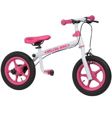ケルコグバイク 子ども用 自転車 キッズバイク キックバイク ホワイト×ピンク 3歳 4歳 5歳 6歳 TKS02KS001