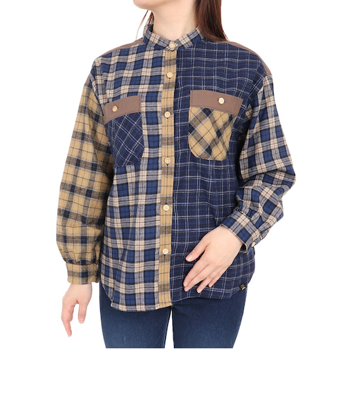 クリフメイヤー（KRIFF MAYER）カジュアルシャツ 長袖 マルチチェックシャツ 2315804L-79:NAVY ネイビー×イエロー