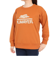 クリフメイヤー（KRIFF MAYER）裏起毛ユルクルー サガラ刺繍 2327806L-45:ORANGE トレーナー スウェット