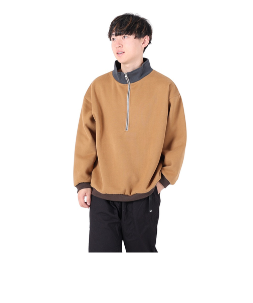クリフメイヤー（KRIFF MAYER）トレーナー スウェット 裏起毛 マルチカラー ハーフジップ 2327801-20 BEIGE ベージュ 綿100