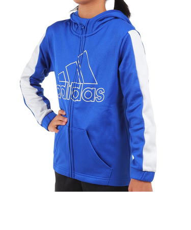 アディダス（adidas）ポリエステル ニットジャケット フーディ Q3688-HM9596 ブルー×ホワイト