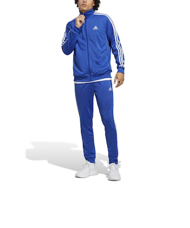 アディダス（adidas）ジャージ 上下セット ブルー 青 ベーシック スリーストライプス トリコット トラックスーツ ECS77-IC6761