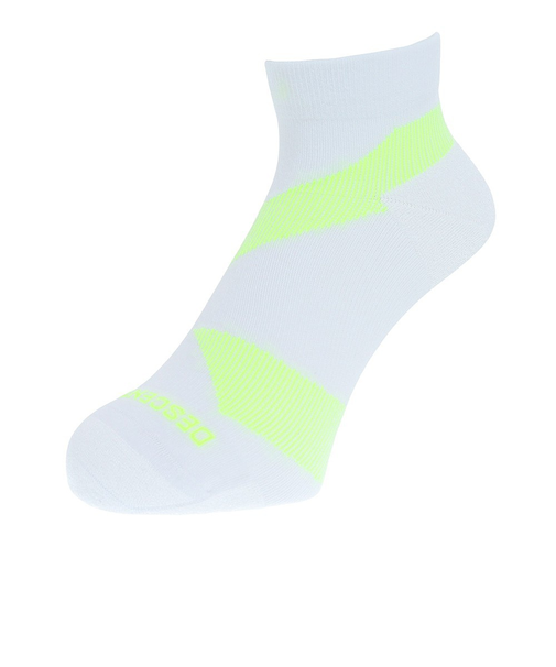 デサント（DESCENTE）ランニングソックス 靴下 MoveSox ホワイト イエロー DOAVJB01 WHYL アンクル丈 スポーツ スパイラルサポート