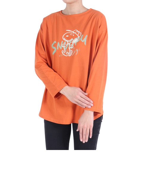 クリフメイヤー（KRIFF MAYER）ロンT 長袖Tシャツ SNOOPY スヌーピー ゆるロンT 2337824L-45:ORANGE オレンジ