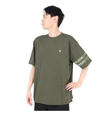 ハーレー（HURLEY）ラッシュガード ファントム オーバーサイズド レオパード ブロック パーティー半袖Tシャツ MUT2411002-OLV