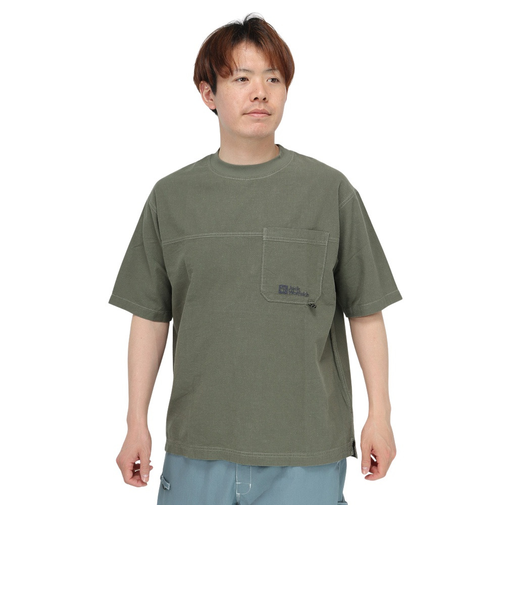 ジャックウルフスキン（JackWolfskin）温度調節機能 高通気 ヘンプウッドワーカー プルオーバー 5033891-4550 カーキ