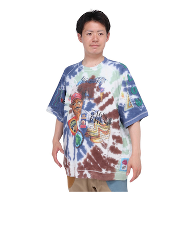 ゴースローキャラバン（GOSLOWCARAVAN）UNIQUEインレイ 落書きMIXラグランTシャツ タイダイ 322604 レインボー