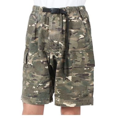 ワイルドシングス（WILD THINGS）高耐久 バイオウォッシュ加工 カモリップ ショートパンツ WT24040AD-CAMO カーキ