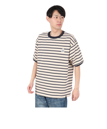 クリフメイヤー（KRIFF MAYER）チルタイムマルチボーダー半袖Tシャツ 2343100-9:NATURAL