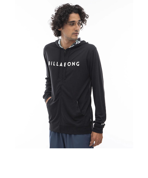 ビラボン（BILLABONG）ラッシュガード 長袖 ジップ パーカー UVカット UPF50+ RASH ZIP HOOD BE01A852 BLK