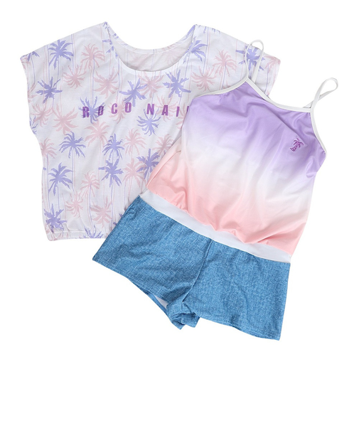 水着 ジュニア 女の子 ロンパース Tシャツ付 2点セット 363351-23PNK