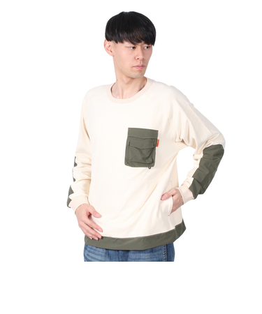 クリフメイヤー（KRIFF MAYER）モチノビ デザイン クルーネック 長袖Tシャツ 2417815:9:NATURAL