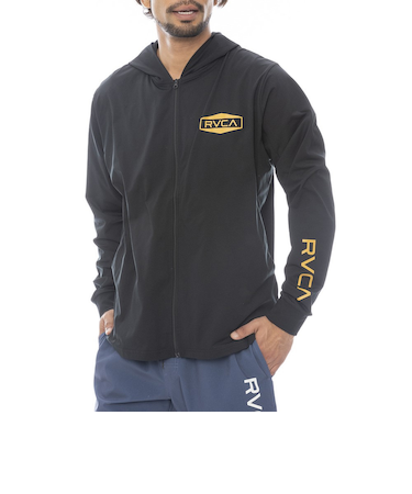 ルーカ（RVCA）ラッシュガード 長袖 HEX BOX サーフ ジップアップフーディー BF041875 BLK