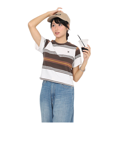 ハーレー（HURLEY）CROP BORDER 半袖Tシャツ 24 WSS2320043-BRW