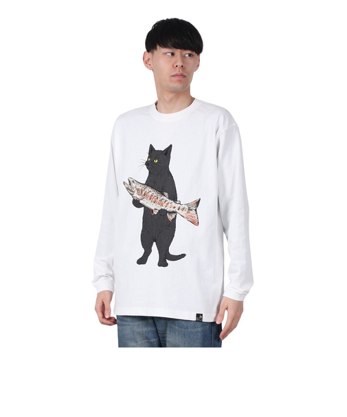 ゴースローキャラバン（GOSLOWCARAVAN）イワナ猫 長袖Tシャツ 341902 WHT