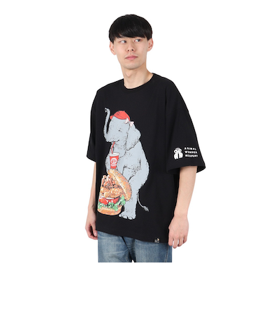 ゴースローキャラバン（GOSLOWCARAVAN）味噌ピーチキンバーガーゾウ ビッグ Tシャツ 341963 BLK