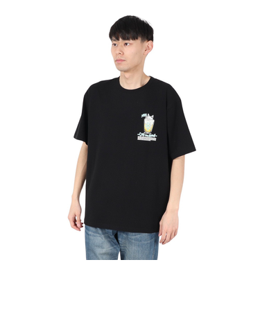 ゴースローキャラバン（GOSLOWCARAVAN）RAY綿 猫と麦酒TEE 無限麦酒2 半袖Tシャツ 342610 BLK ブラック 冷感