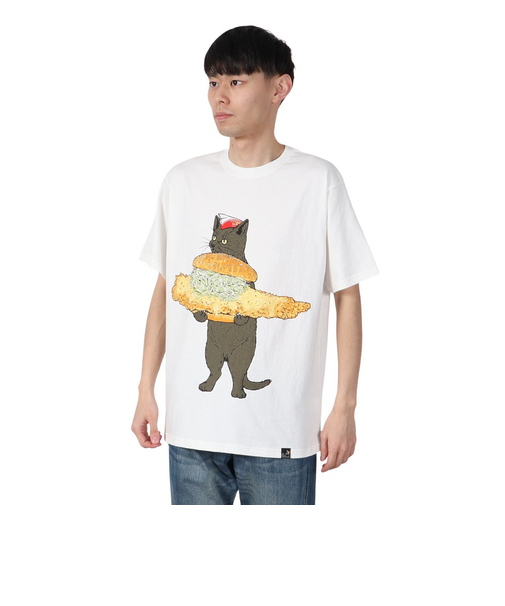 ゴースローキャラバン（GOSLOWCARAVAN）DOMDOM×GSC びたびたバターフィッシュ猫 半袖Tシャツ 341962 WHT ホワイト