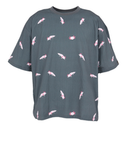 ゴースローキャラバン（GOSLOWCARAVAN）半袖Tシャツ ストレッチサッカー 総柄プリントTシャツ 346124 CCL チャコールグレー 速乾
