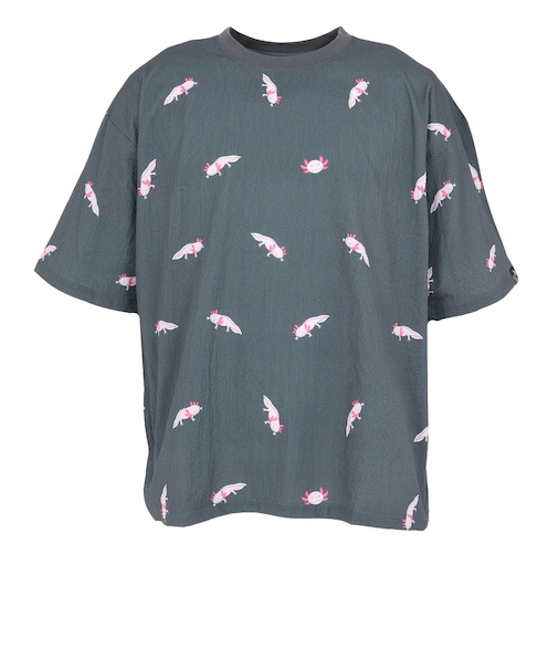 ゴースローキャラバン（GOSLOWCARAVAN）半袖Tシャツ ストレッチサッカー 総柄プリントTシャツ 346124 CCL チャコールグレー 速乾