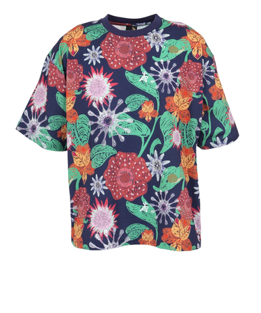 ゴースローキャラバン（GOSLOWCARAVAN）半袖Tシャツ ストレッチサッカー 総柄プリントTシャツ 346124 NVY ネイビー 速乾