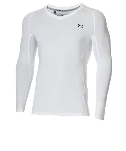 アンダーアーマー(UNDER ARMOUR)ゴルフウェア 長袖 吸汗速乾 ヒートギア フィッティド ロングスリーブ Vネック シャツ 1371673 100