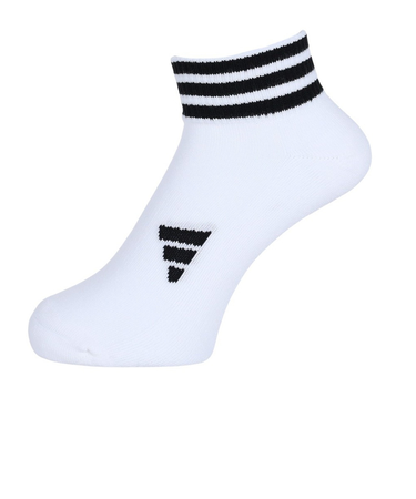 アディダス（adidas）ゴルフ アンクル丈 スリーストライプス クッションソックス MGR64-HT5776 WH/BK