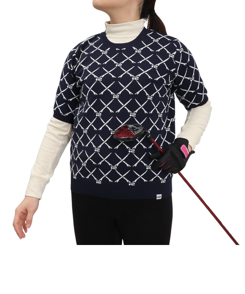 ROSASEN（ROSASEN）ゴルフウェア モノグラム 半袖ニット 048-27941-098