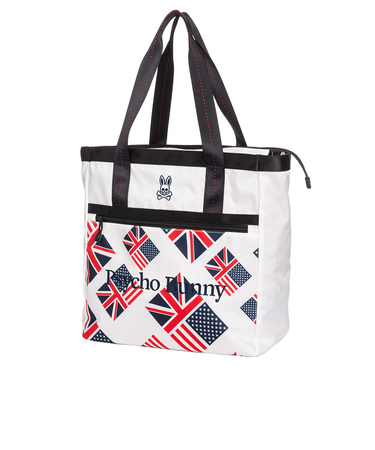 サイコバニー（Psycho Bunny）ゴルフ トートバッグ アングロアメリカン フラッグ カジュアルスポーツ PBMG2FB7-WHT