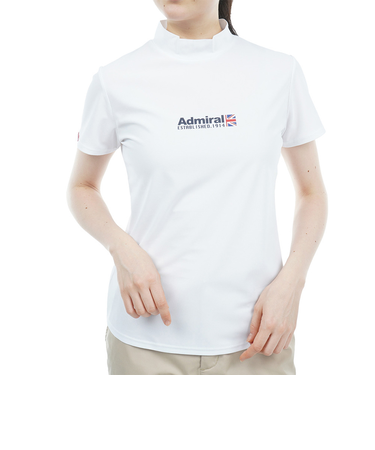 アドミラル ゴルフ（Admiral GOLF）ゴルフウェア 半袖 ベーシックフロントロゴ モックネック ADLA314-WHT