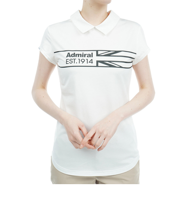 アドミラル ゴルフ（Admiral GOLF）ゴルフウェア バックファスナー ハーフジップ 半袖 Tシャツ ADLA328-WHT