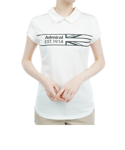 アドミラル ゴルフ（Admiral GOLF）ゴルフウェア バックファスナー ハーフジップ 半袖 Tシャツ ADLA328-WHT