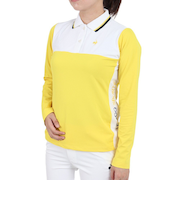 ゴルフウェア 吸汗 汗 ストレッチ UV UPF15 バイカラー長袖ポロシャツ QGWUJB01 YL00