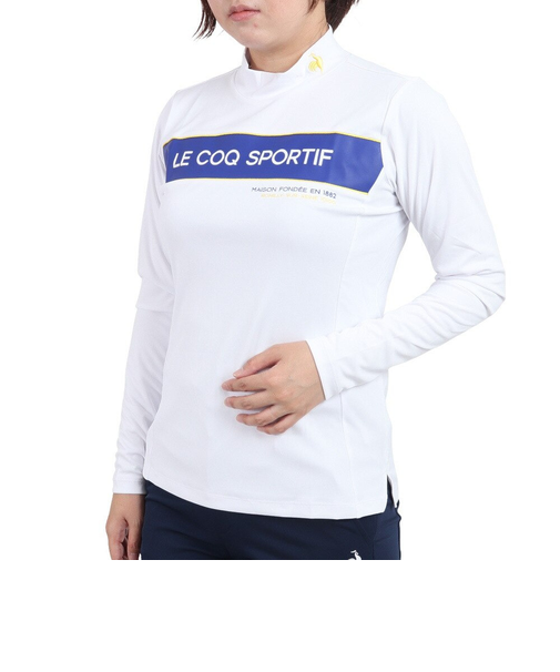 ゴルフウェア 吸汗 速乾 ロゴハイネック長袖シャツ QGWUJB02 WH00